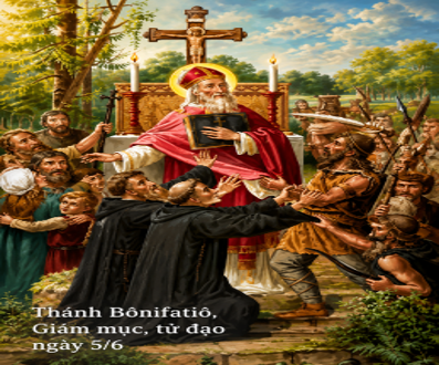 Ngày 5/6: Thánh Bônifatiô, Giám mục, tử đạo