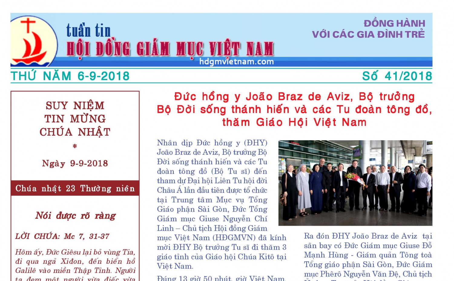 Tuần tin Hội đồng Giám mục Việt Nam số 41/2018
